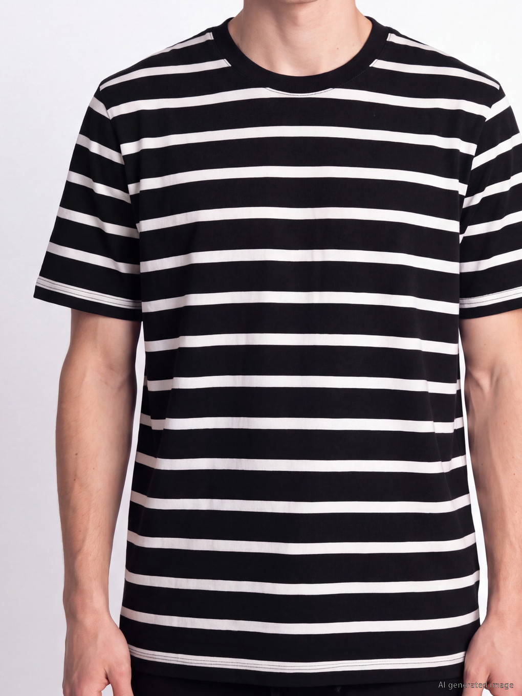 Crew Neck Striped Jersey Men's T-shirt-2