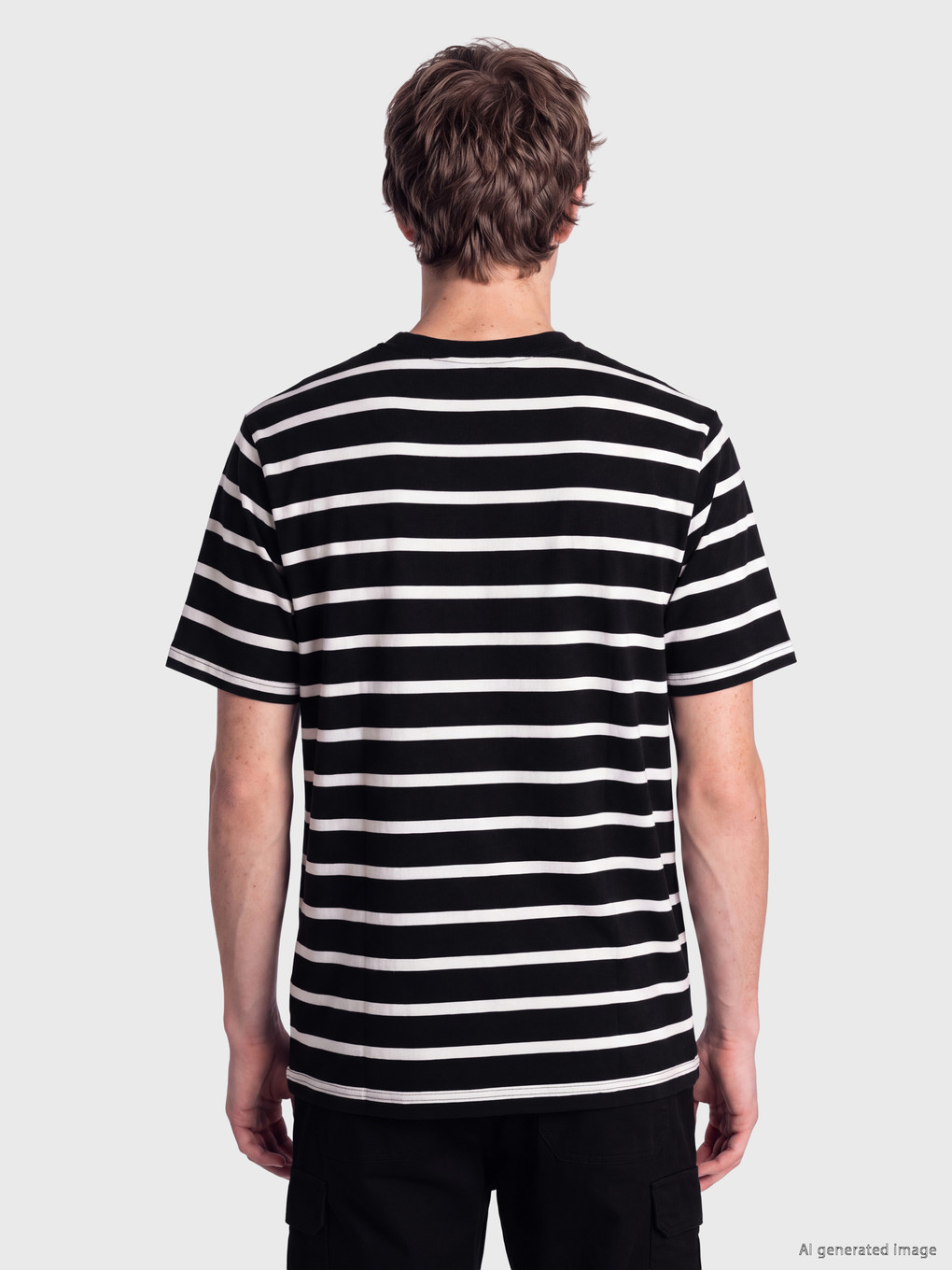 Crew Neck Striped Jersey Men's T-shirt-3