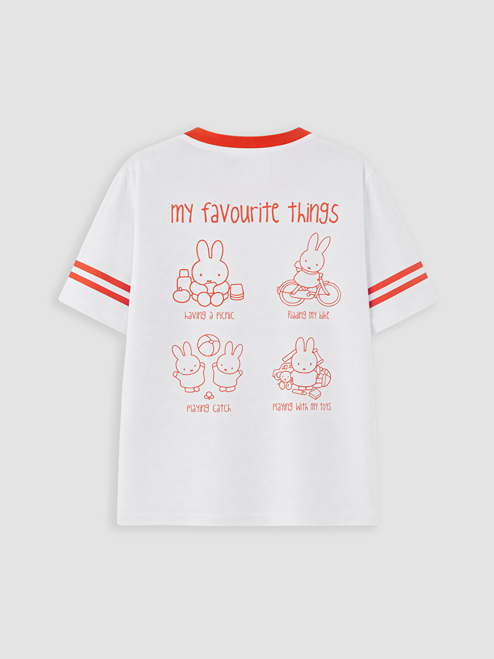 Beyaz Miffy Lisanslı V Yaka Kız Çocuk Tişört-2