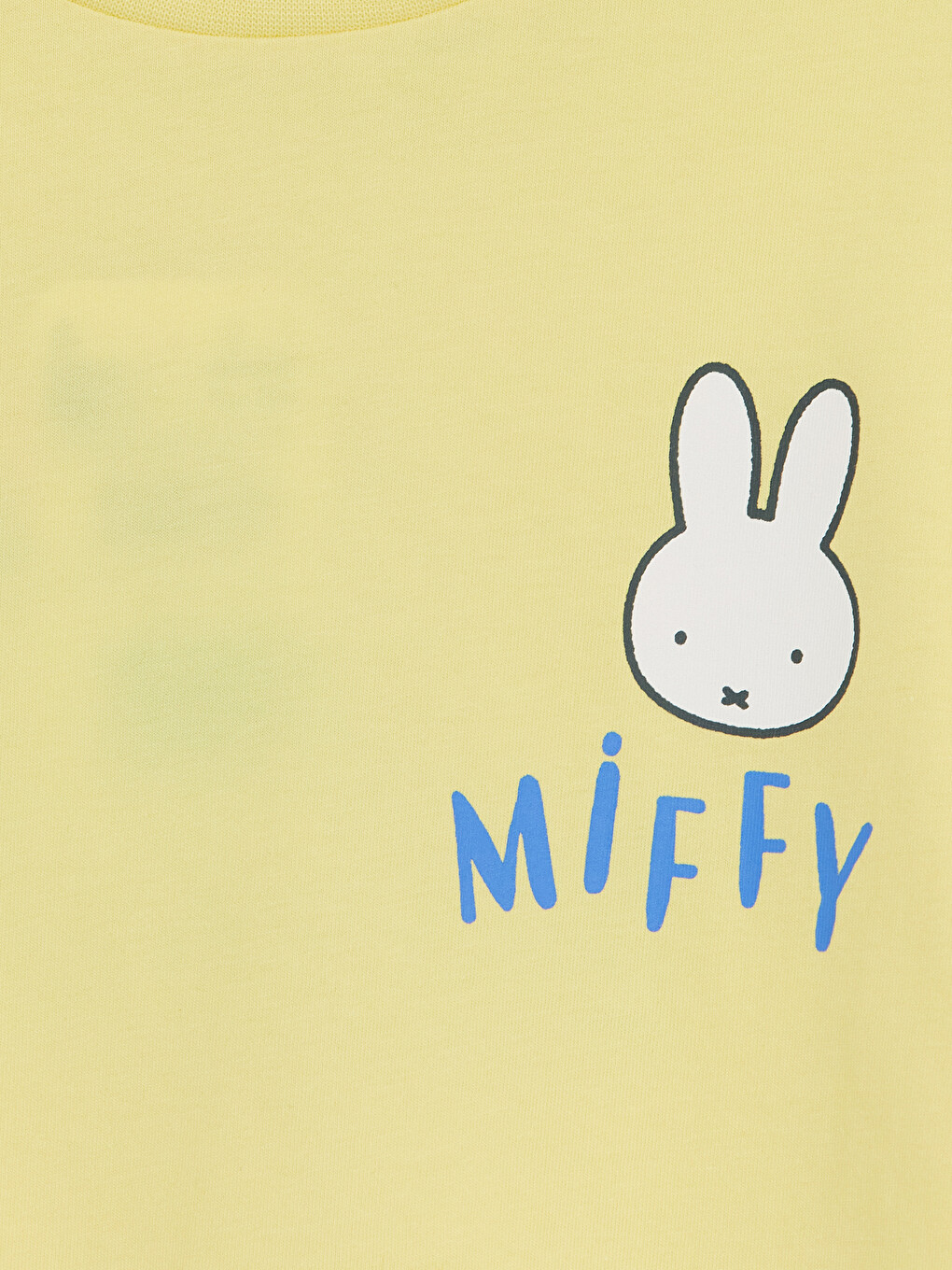 Sarı Bisiklet Yaka Miffy Baskılı Kız Çocuk Tişört-1