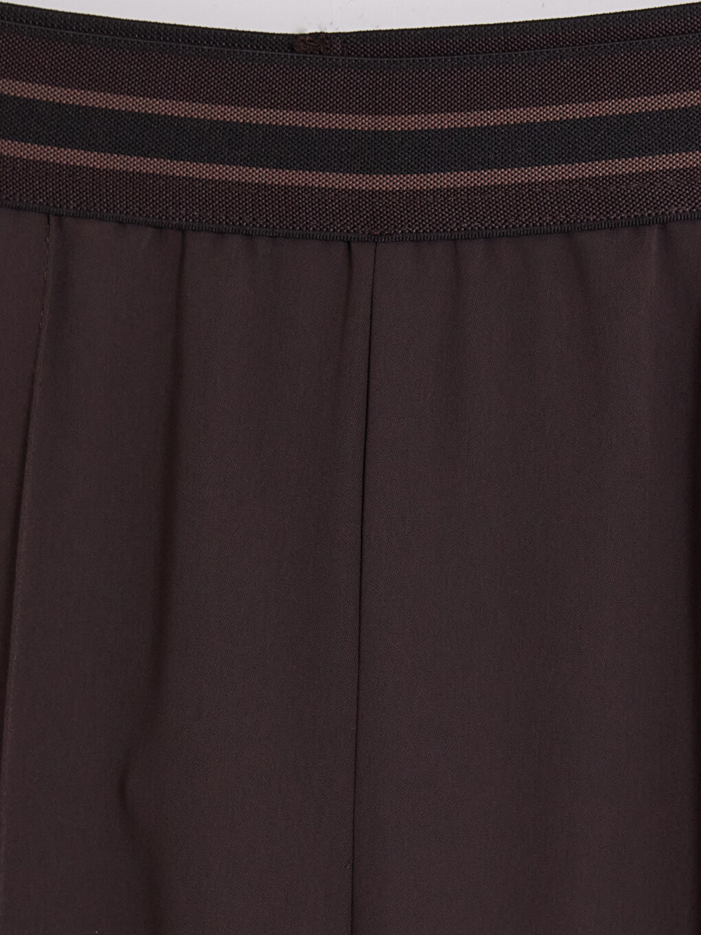 Kahverengi Beli Lastikli Geniş Paça Kadın Pantolon-5