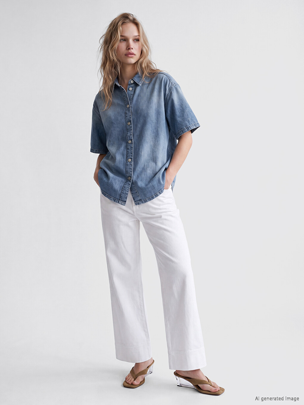 Loose Fit Women's Denim Shirt-1