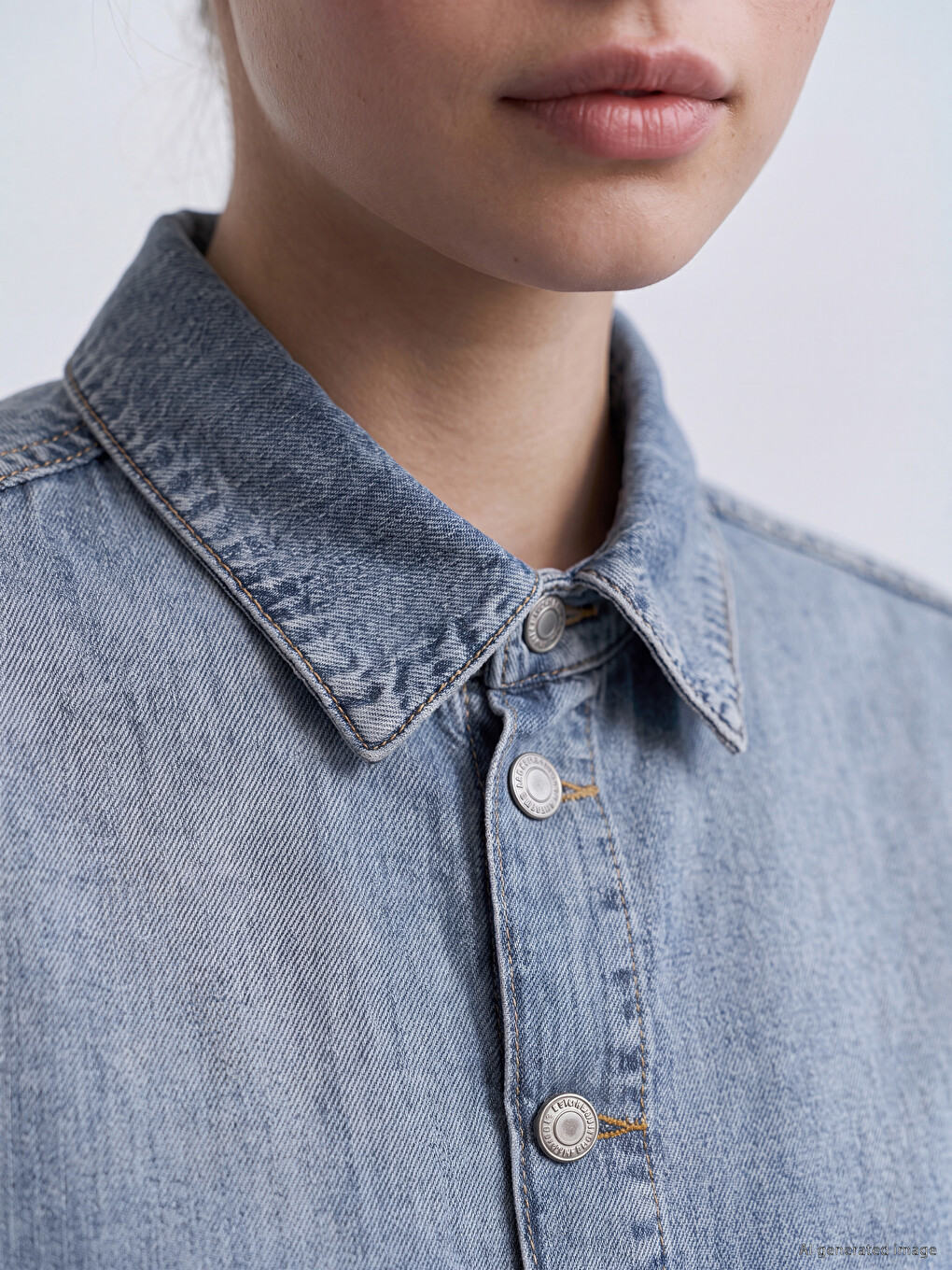 Loose Fit Women's Denim Shirt-2
