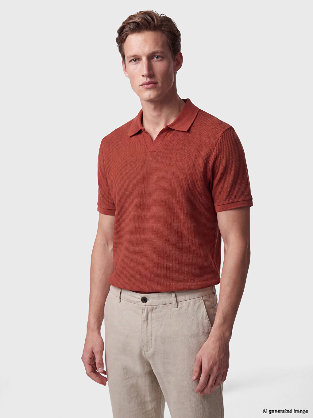 Turuncu Polo Yaka Erkek Tişört