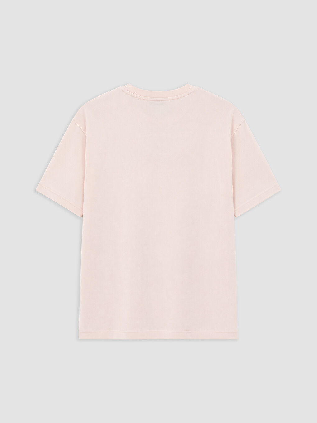 Pembe Baskılı Oversize %100 Pamuklu Kadın Tişört-5