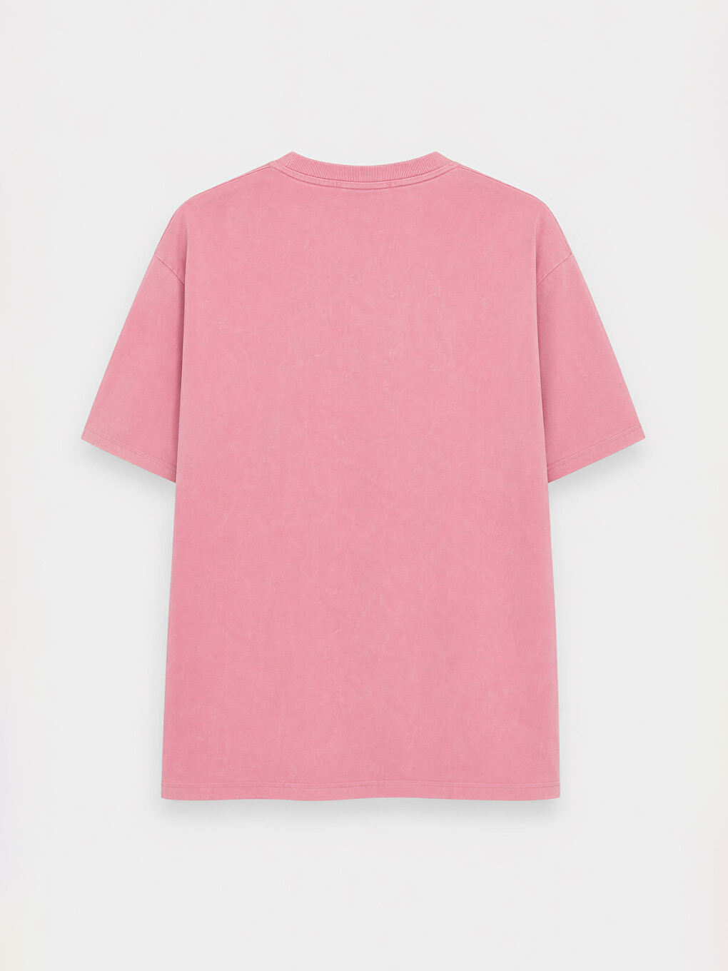 Pembe %100 Pamuklu Oversize Kadın Tişört-5