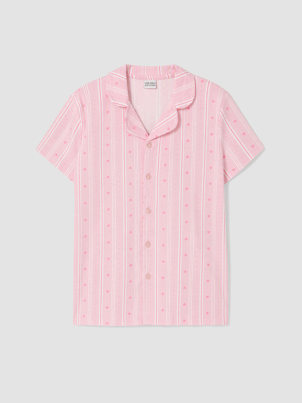 Collared Neck Girls' Shortie Pyjamas Set-1