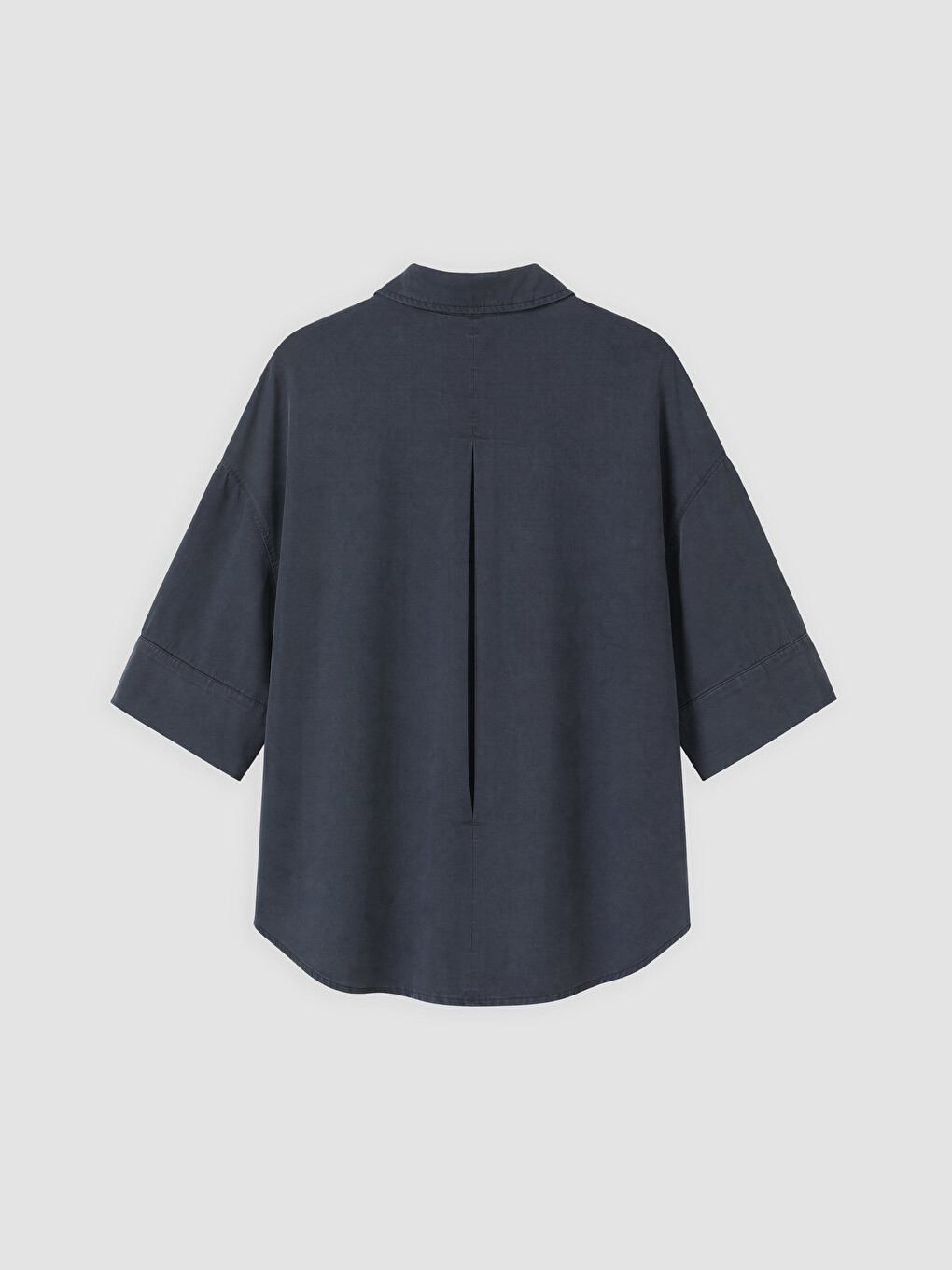 Lacivert Oversize Kadın Jean Gömlek-5