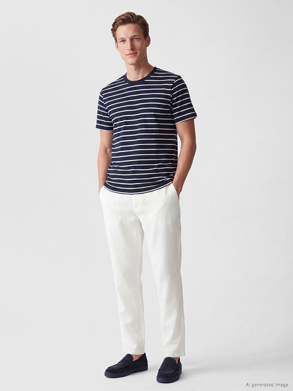 T-shirt À Col Rond Rayé En Jersey Pour Homme-1