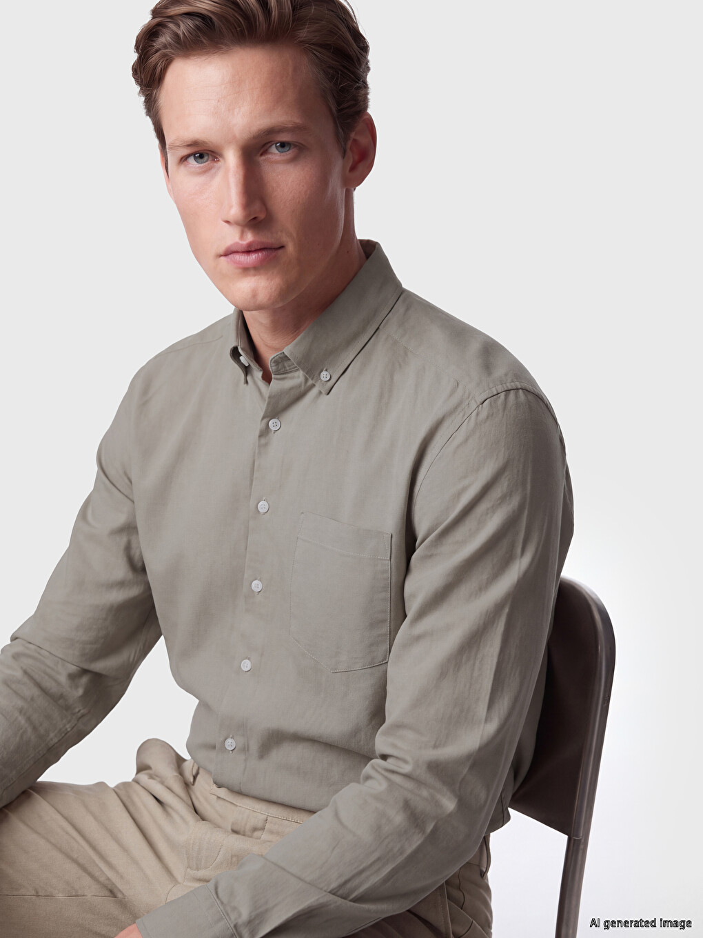Këmishë Teksturore Me Prerje Të Rregullt Për Burra