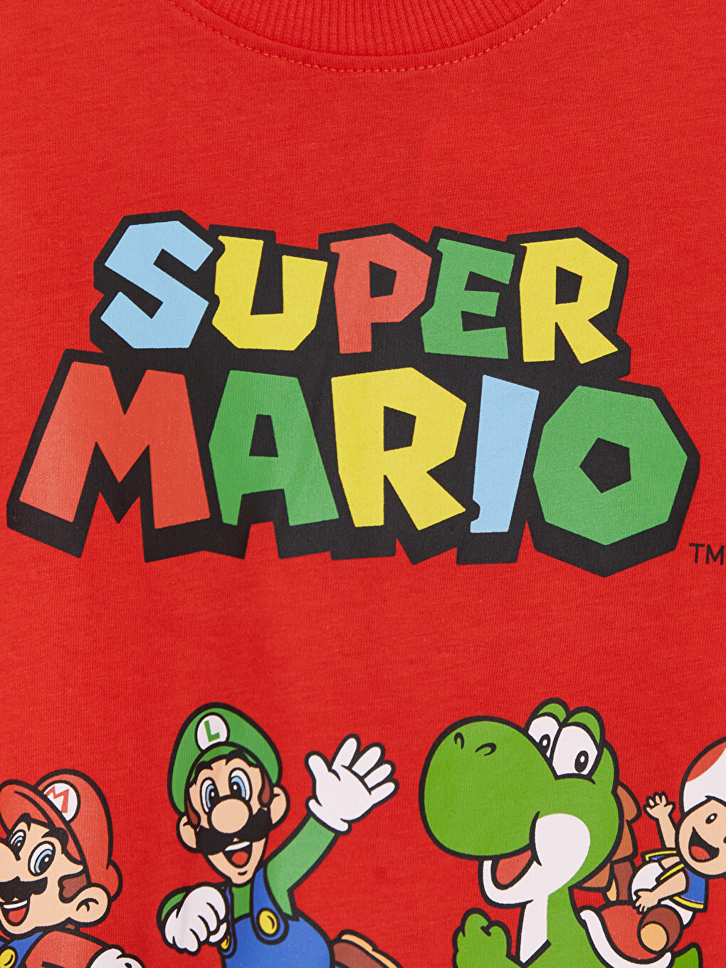 Kırmızı Bisiklet Yaka Super Mario Baskılı Erkek Çocuk Tişört-2