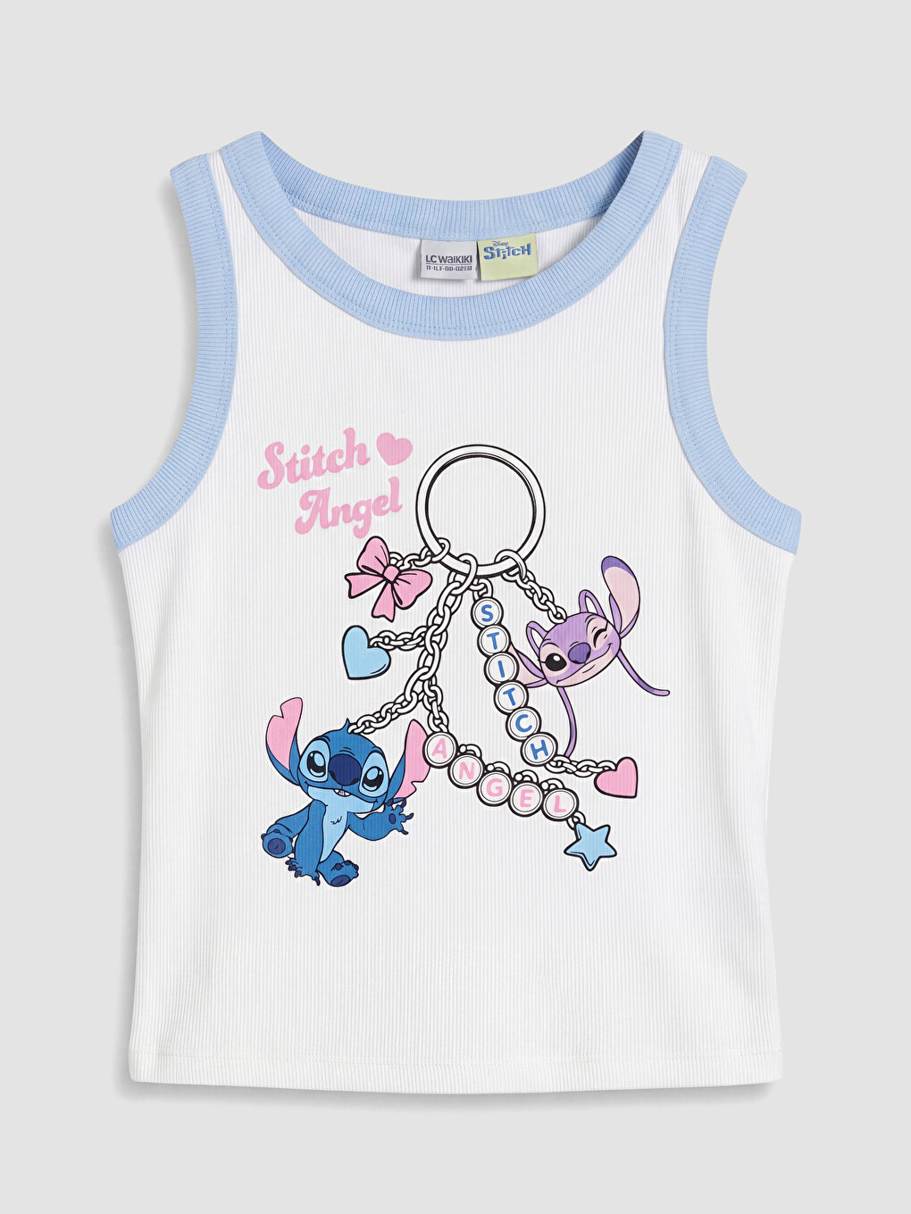 Beyaz Stitch Ve Angel Lisanslı Kız Çocuk Şortlu Takım-1