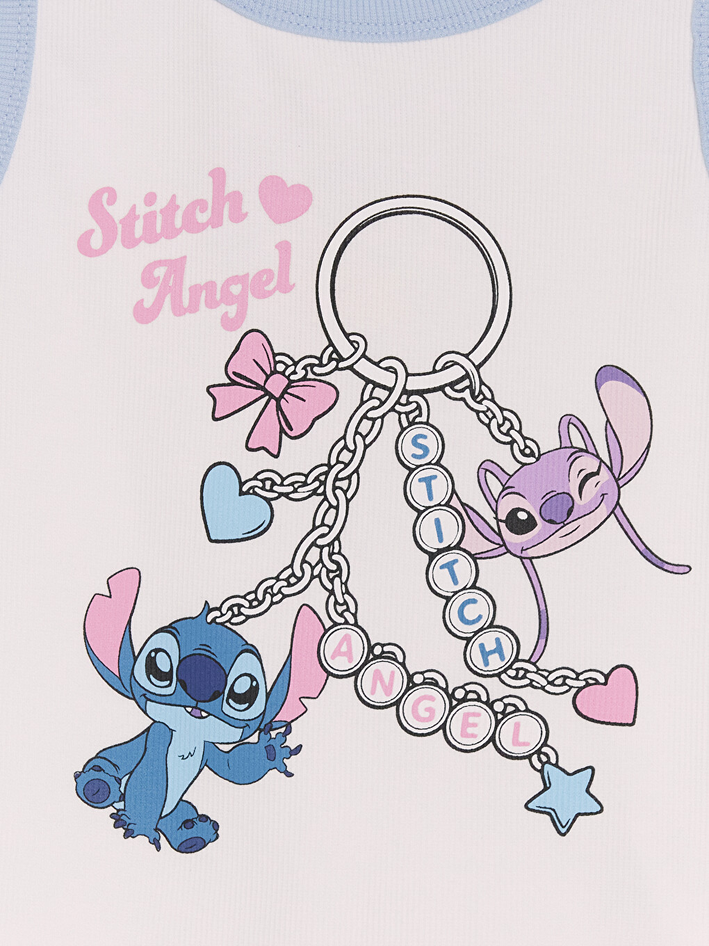 Beyaz Stitch Ve Angel Lisanslı Kız Çocuk Şortlu Takım-2