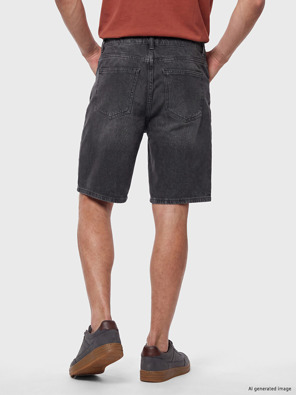 Antrasit Loose Fit Erkek Jean Şort-3