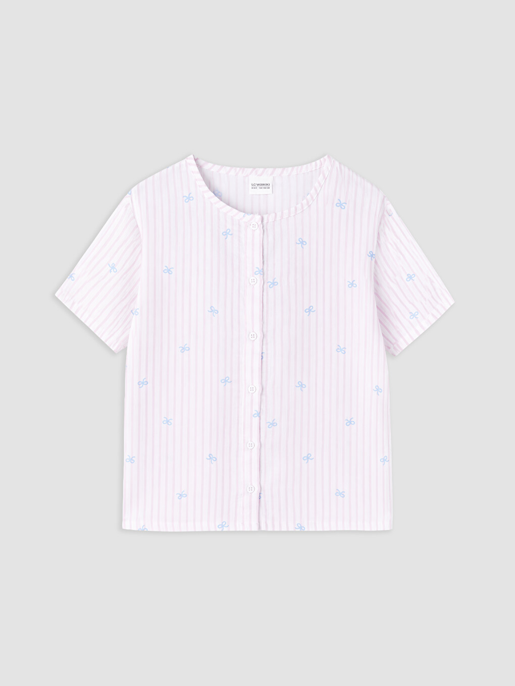 Beyaz Bisiklet Yaka Kız Çocuk Şortlu Pijama Takımı-2