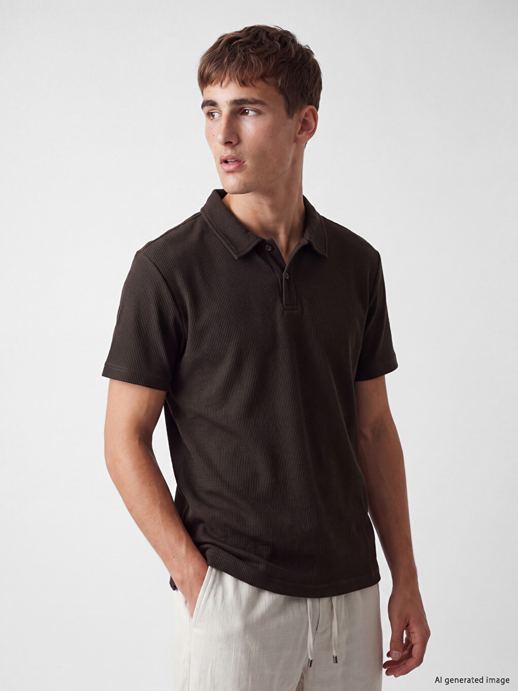 Polo Collar Textured Men's T-shirt