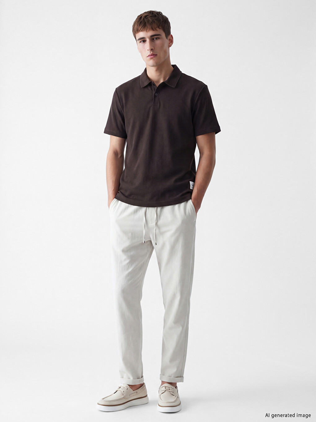 Polo Collar Textured Men's T-shirt-1