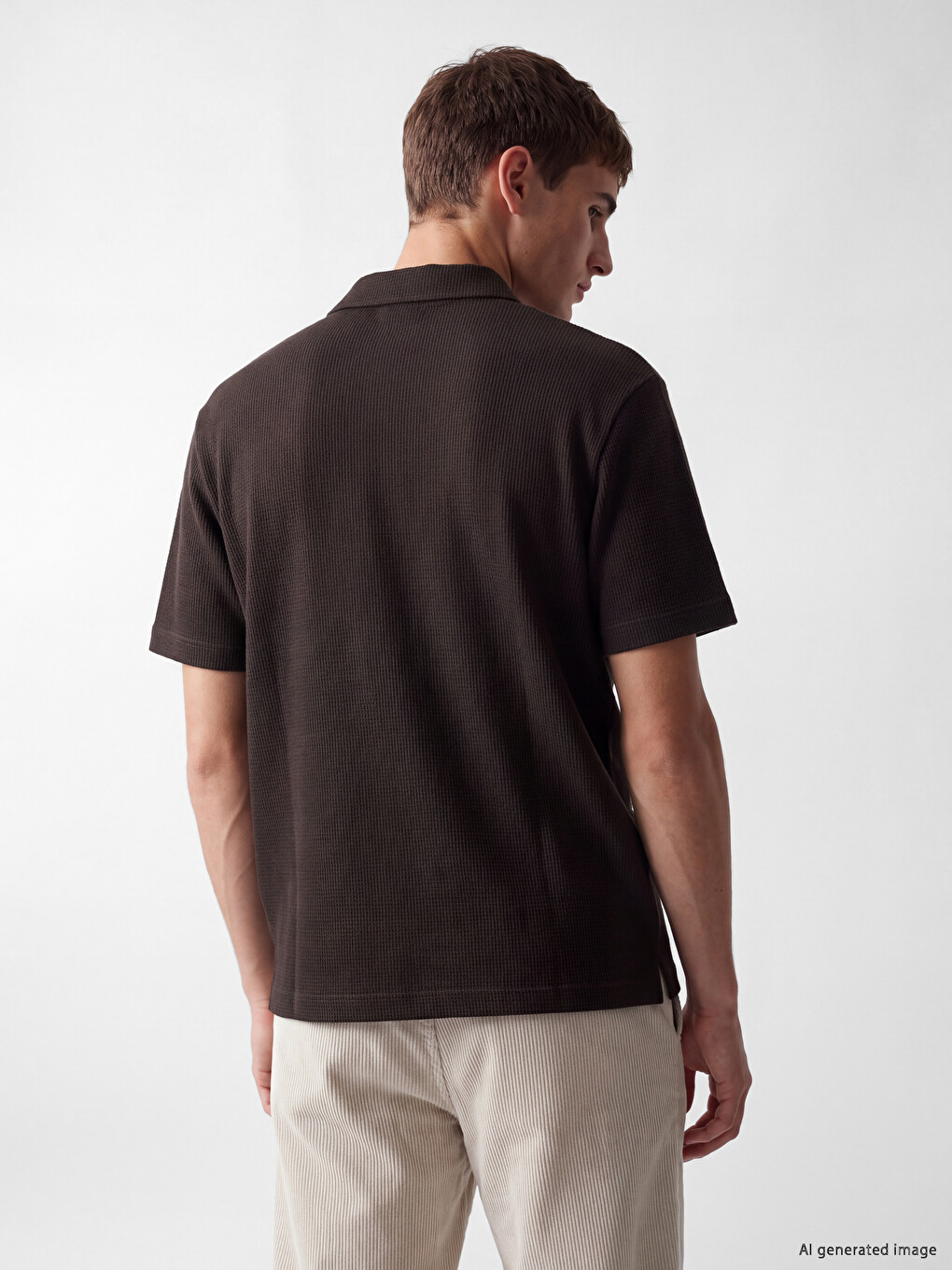 Polo Collar Textured Men's T-shirt-3