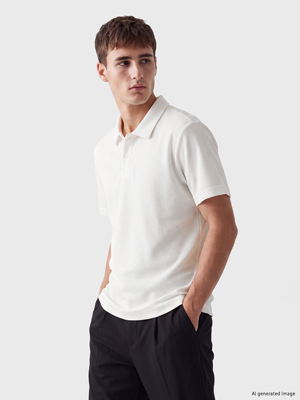 Polo Collar Textured Men's T-shirt