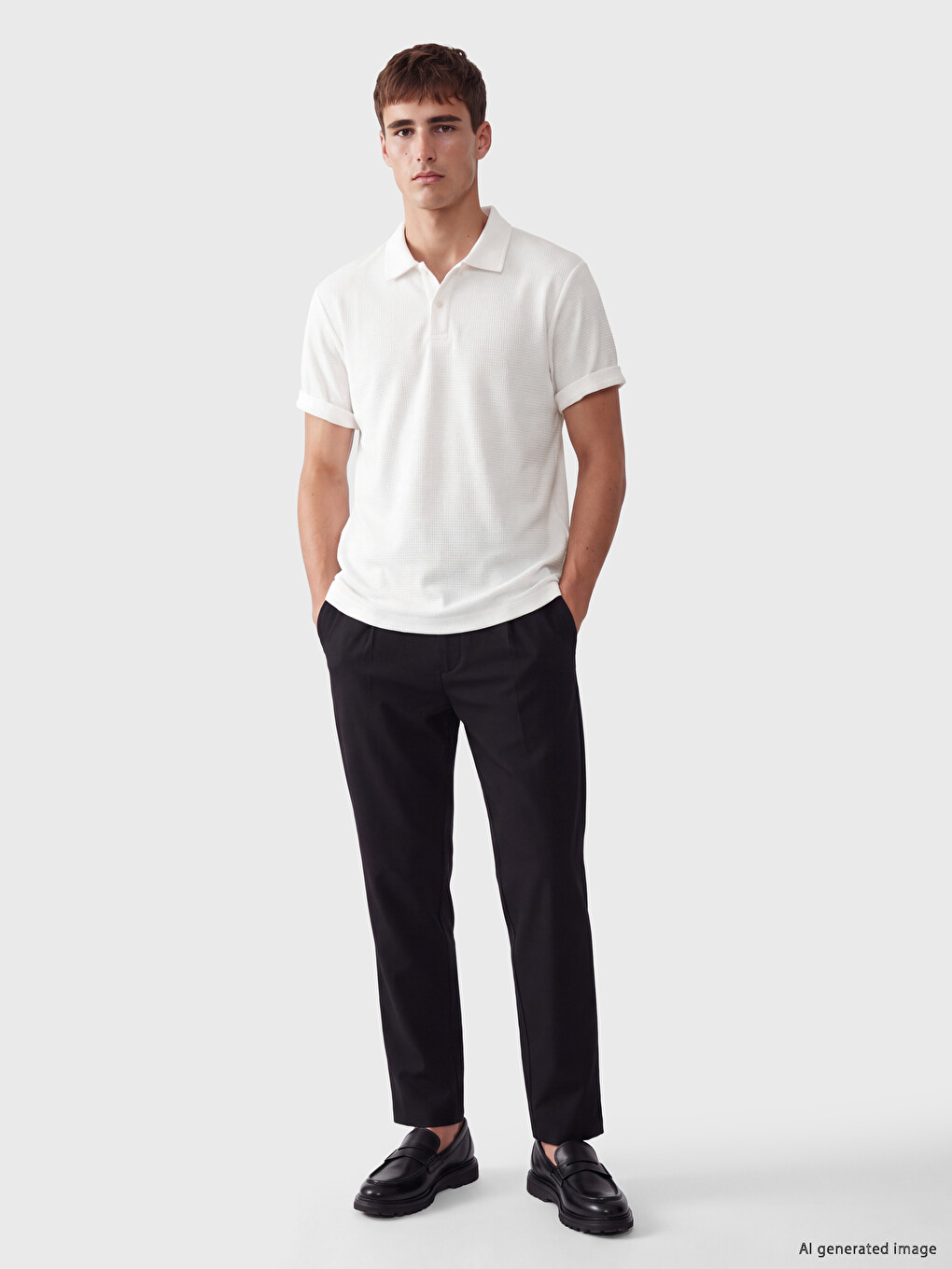 Polo Collar Textured Men's T-shirt-1