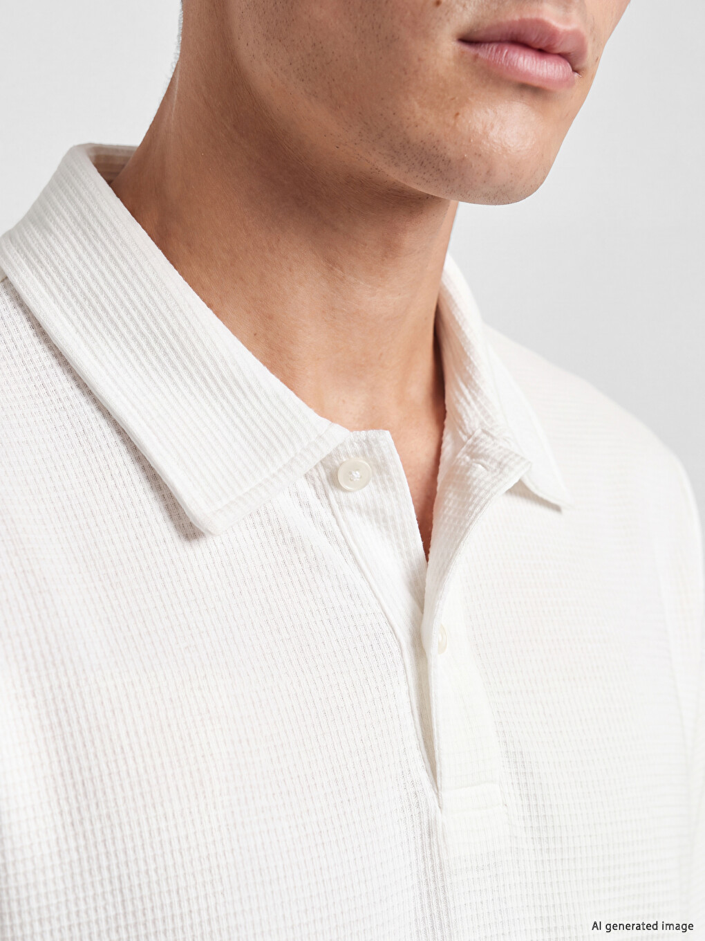 Polo Collar Textured Men's T-shirt-2