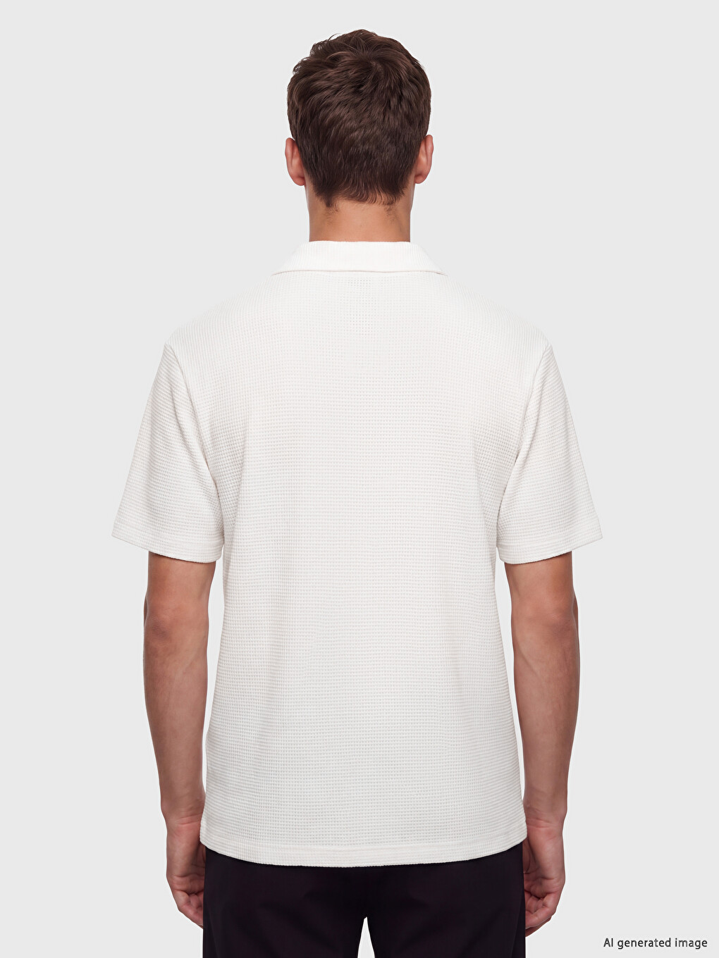 Polo Collar Textured Men's T-shirt-3