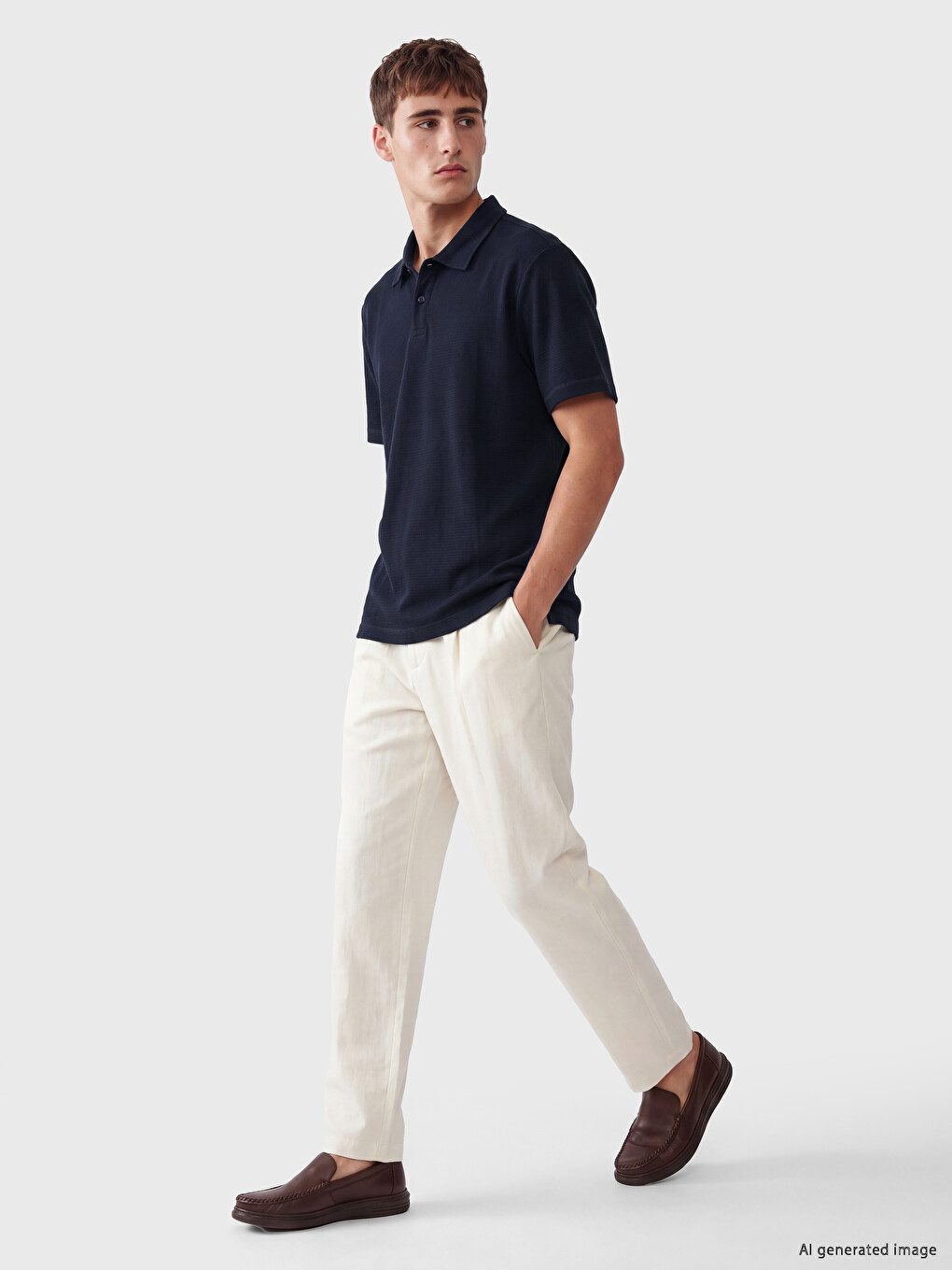 Polo Collar Textured Men's T-shirt-1