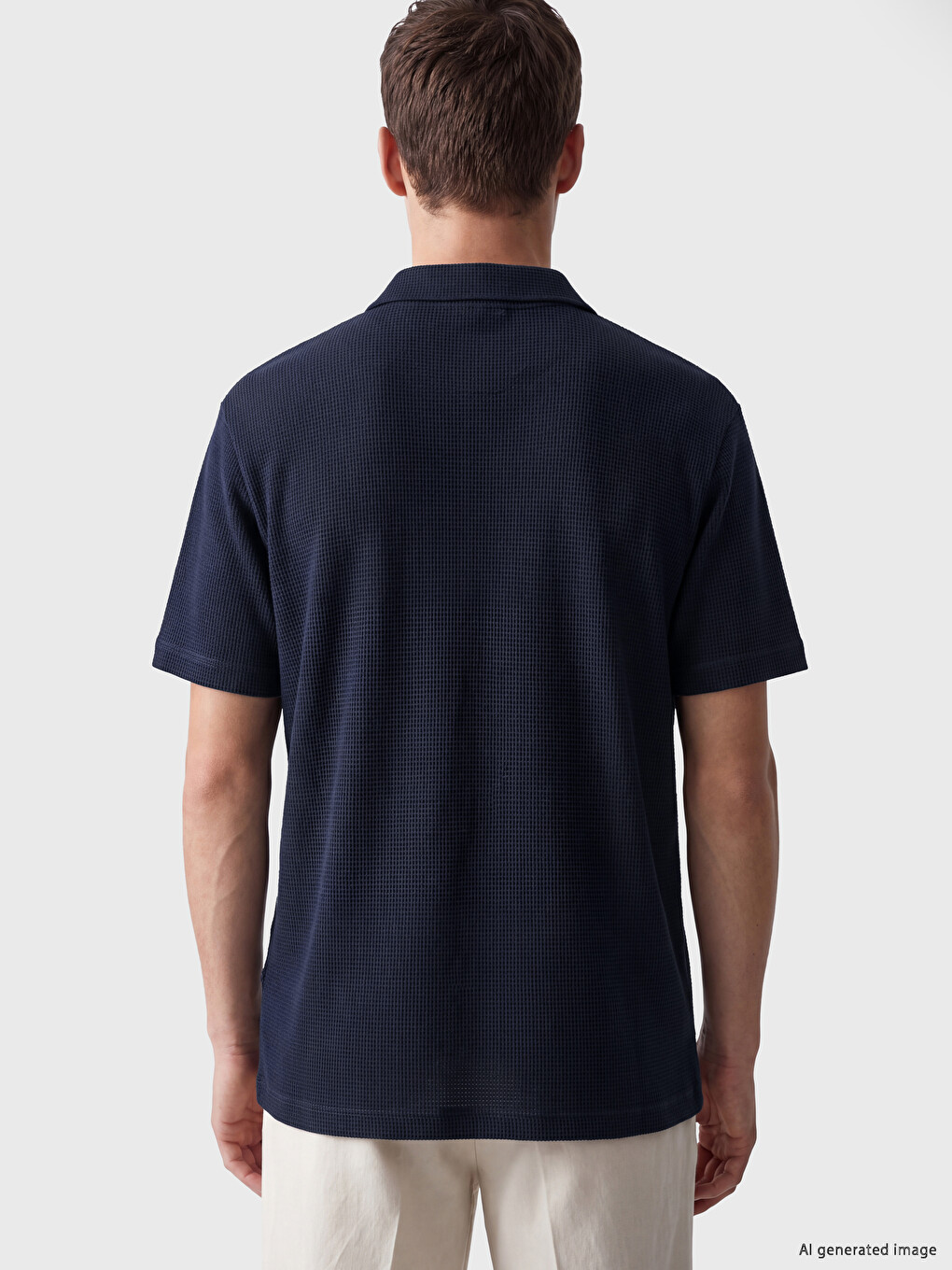 Polo Collar Textured Men's T-shirt-3