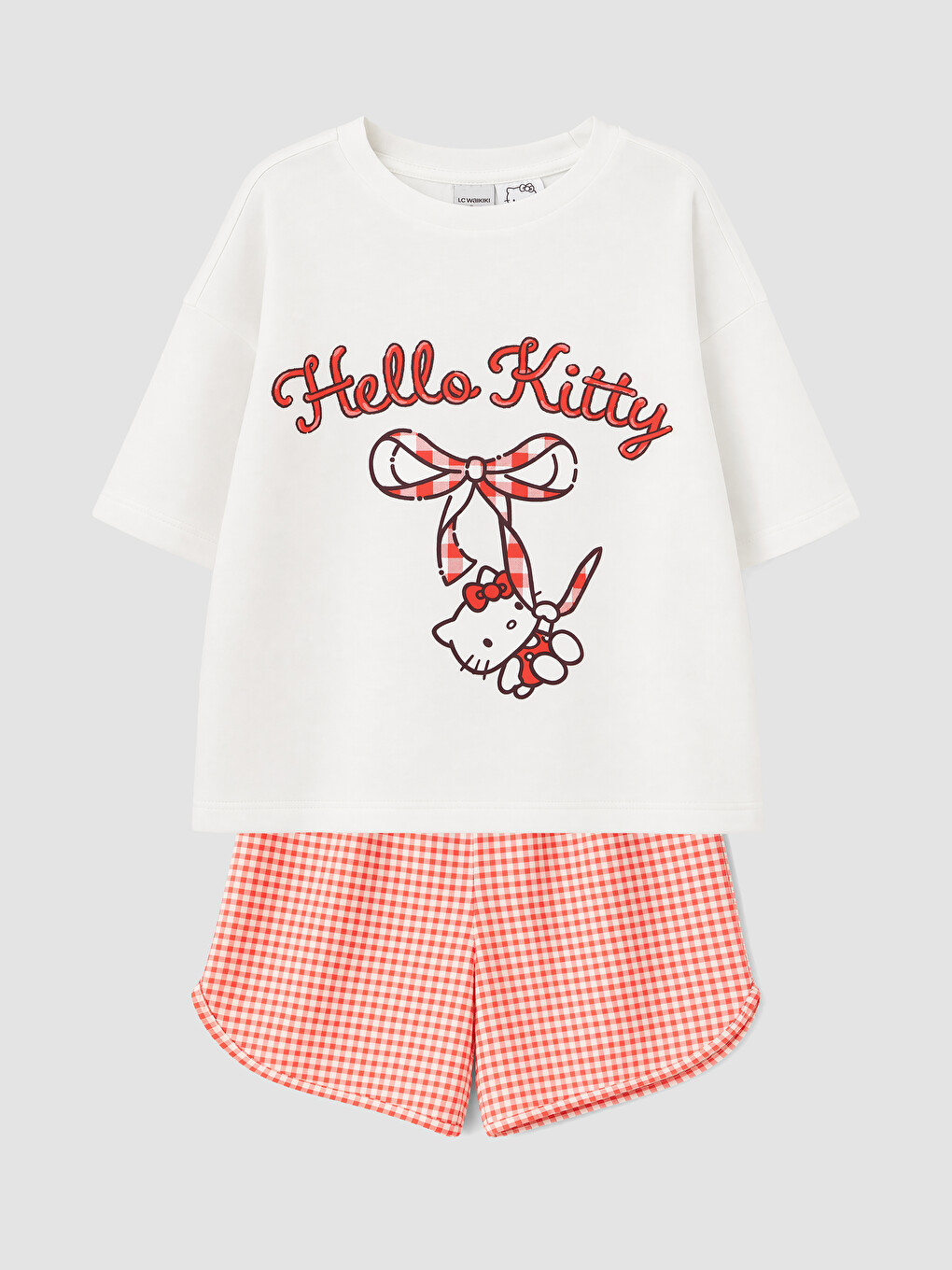 Beyaz Hello Kitty Baskılı Kız Çocuk Pijama Takımı