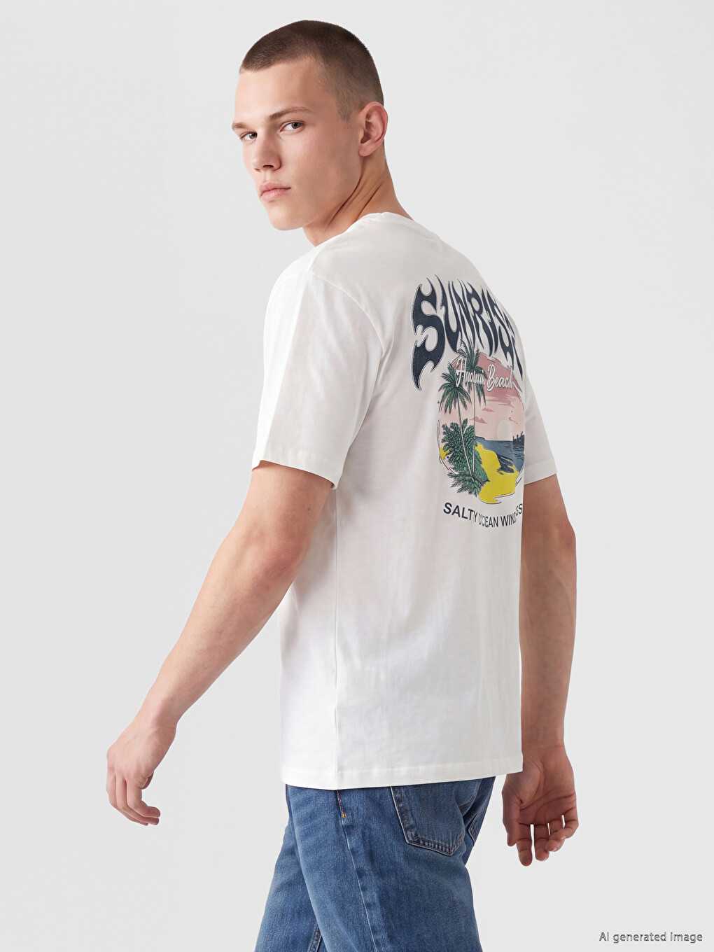 Crew Neck Hawaii Printed Men's T-shirt