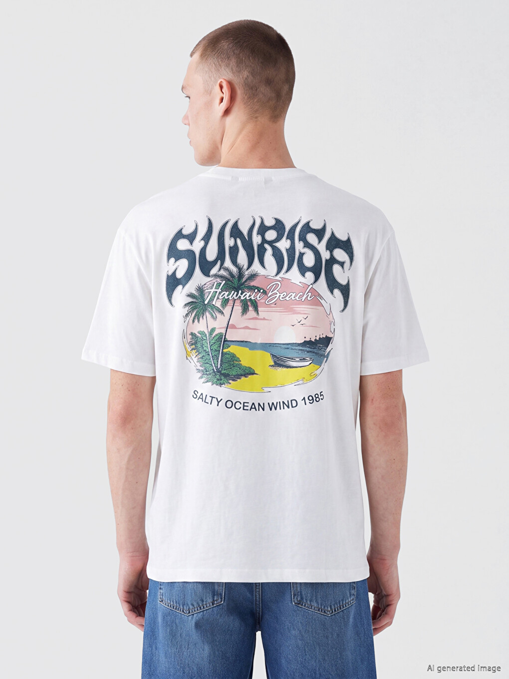 Crew Neck Hawaii Printed Men's T-shirt-3