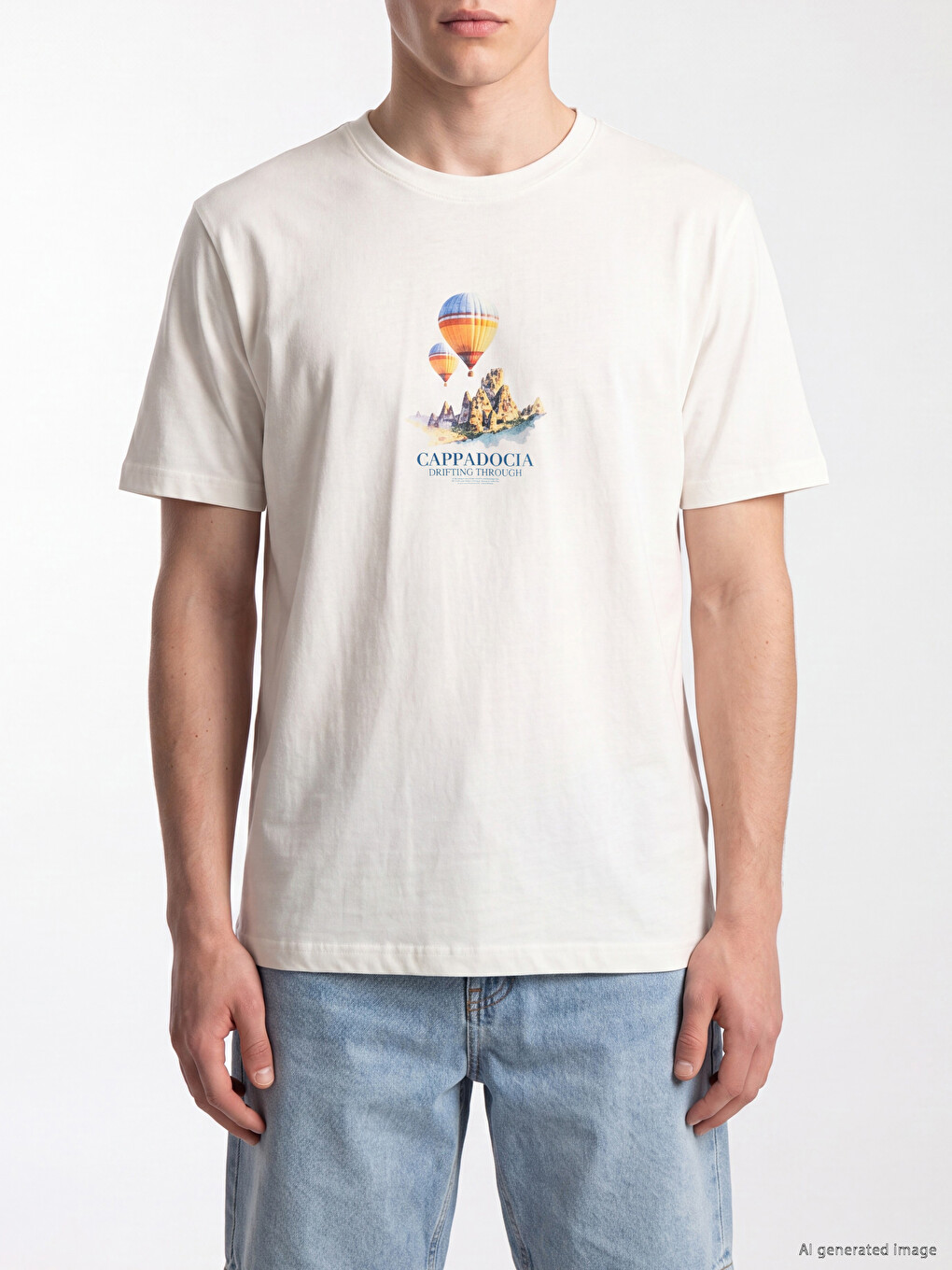 Crew Neck Kapadokya Printed Men's T-shirt-2