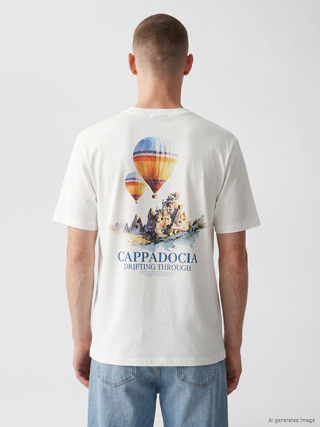 Crew Neck Kapadokya Printed Men's T-shirt-3