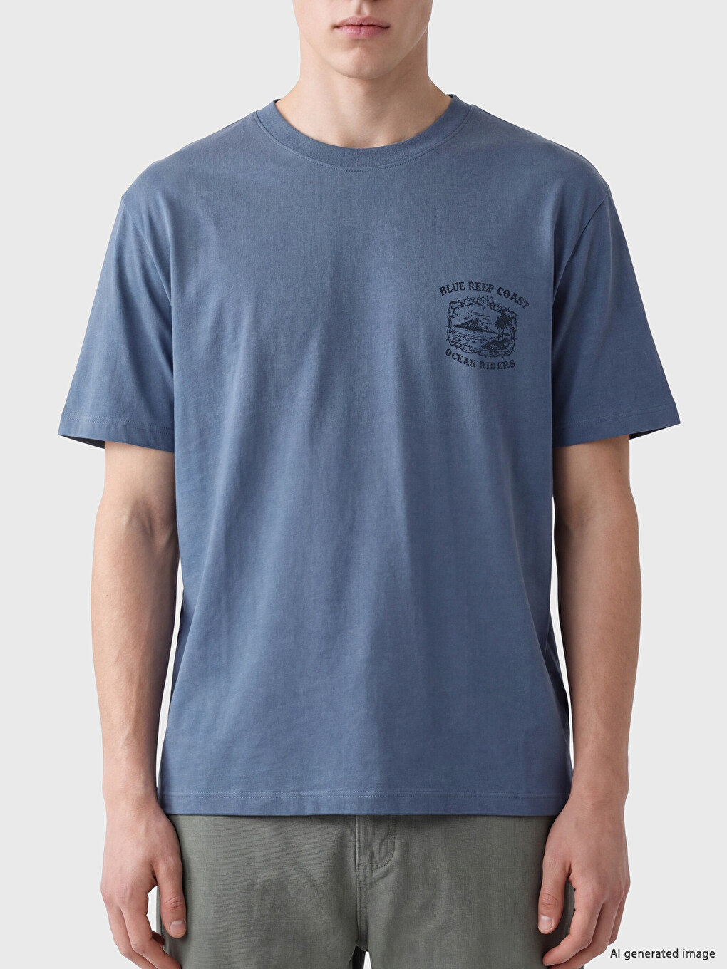 T-shirt E Stampuar Me Jakë Të Rrumbullakët Për Burra-2