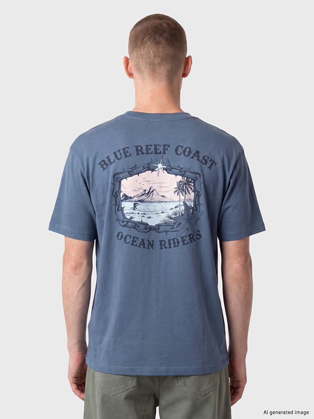 T-shirt E Stampuar Me Jakë Të Rrumbullakët Për Burra-3