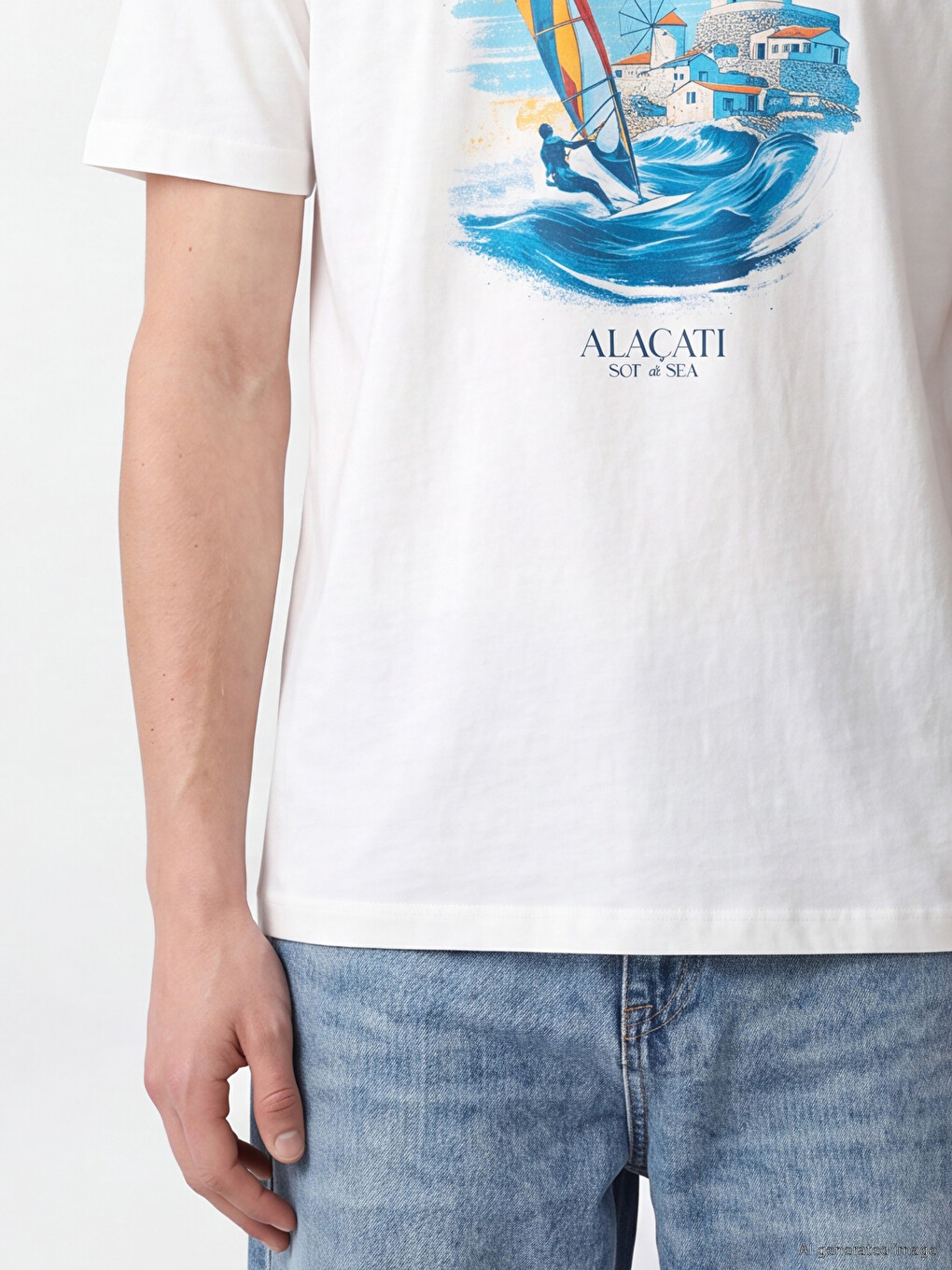 Crew Neck Alaçatı Printed Men's T-shirt-2