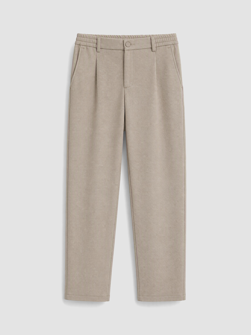 Bej Regular Fit Erkek Pileli Pantolon