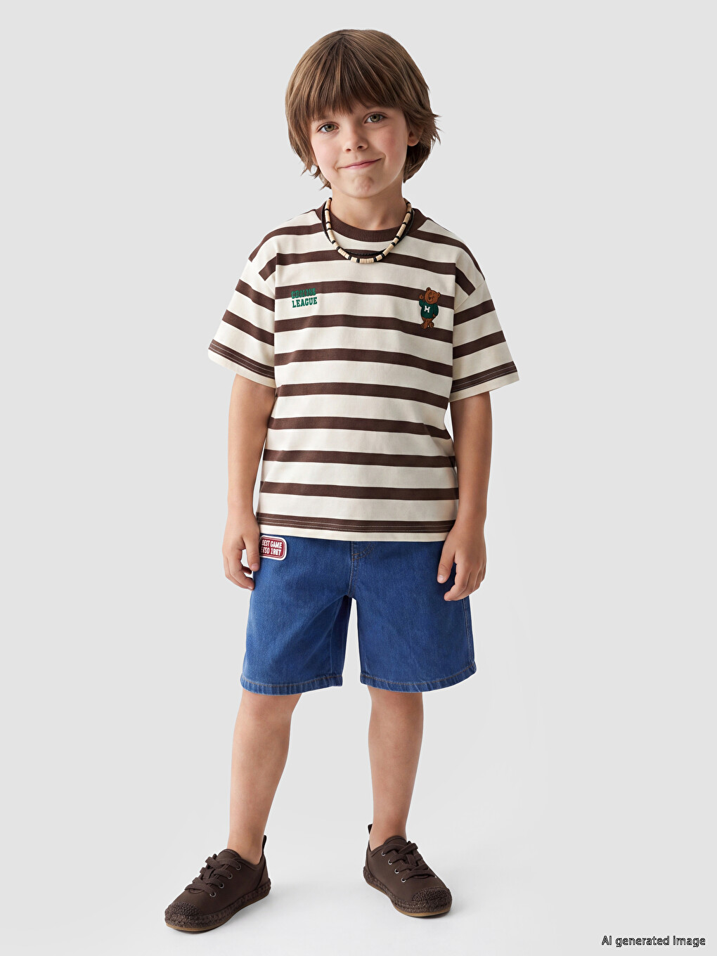 Emblem Detailed Boys' Jean Shorts