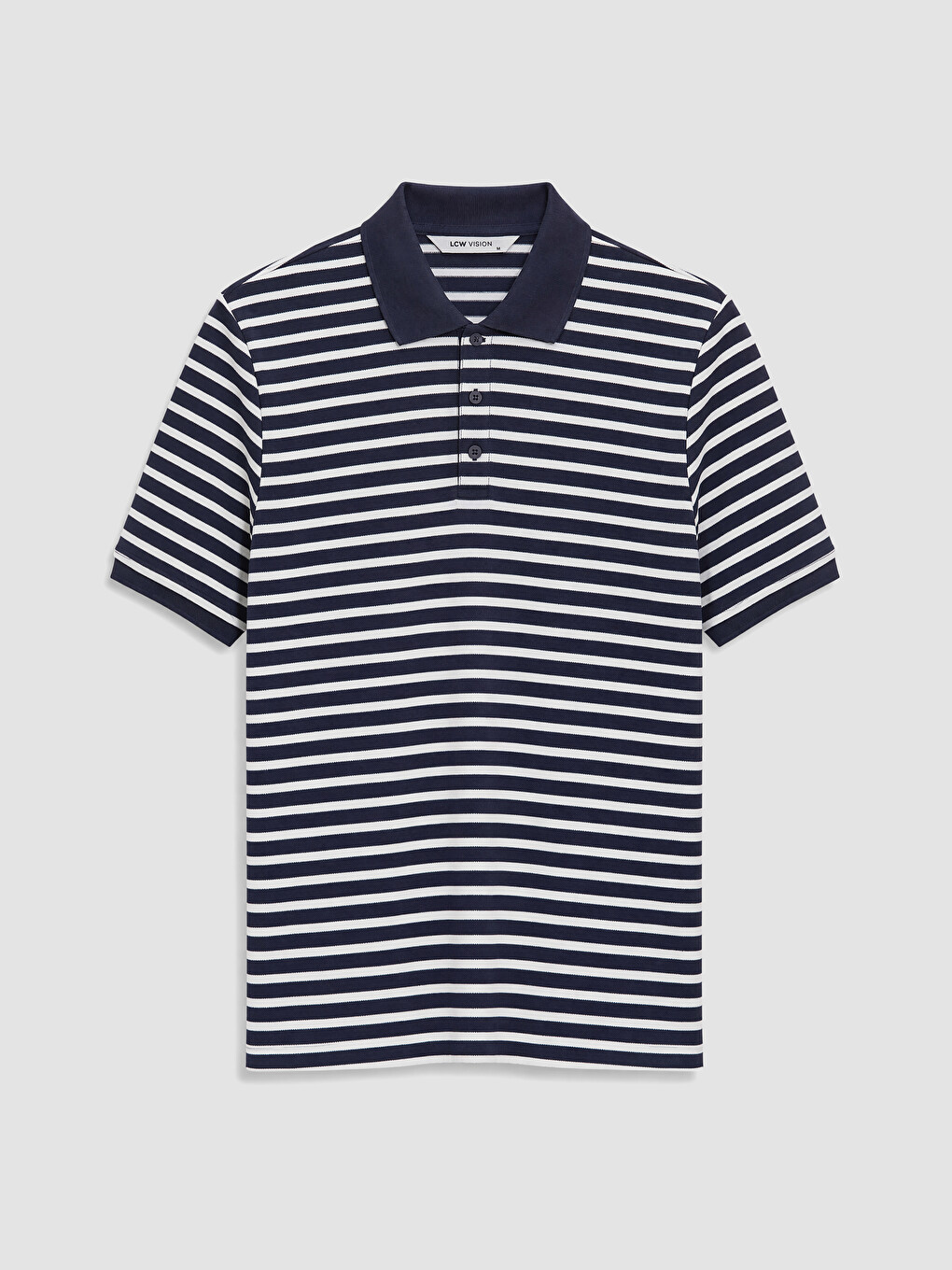 Lacivert Polo Yaka Çizgili Pike Erkek Tişört-4