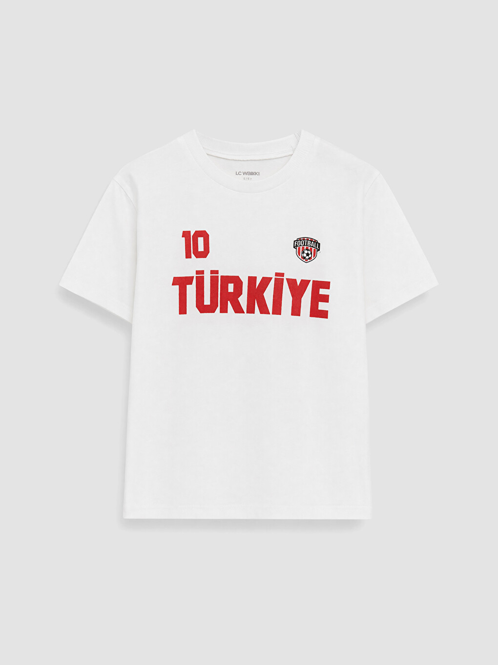 Beyaz Bisiklet Yaka Türkiye Baskılı Erkek Çocuk Tişört-1
