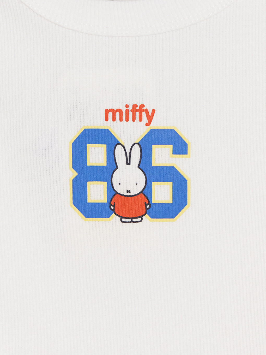 Beyaz Bisiklet Yaka Miffy Baskılı Kız Çocuk Atlet-1