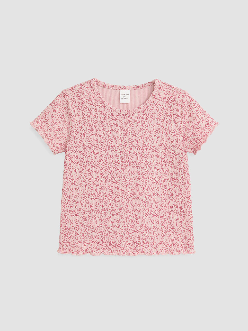 Pembe Bisiklet Yaka Kız Bebek Tişört 3'lü-1