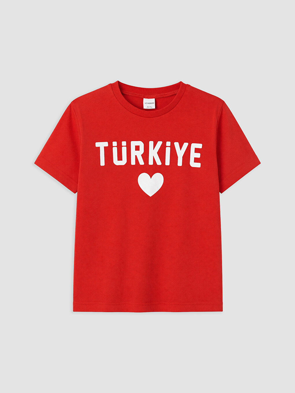 Kırmızı Bisiklet Yaka Türkiye Baskılı Kız Çocuk Tişört
