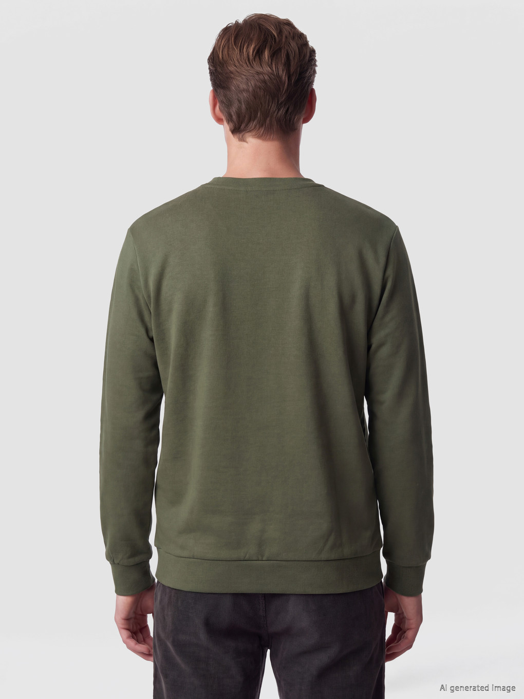 Yeşil Bisiklet Yaka Baskılı Erkek Sweatshirt-3