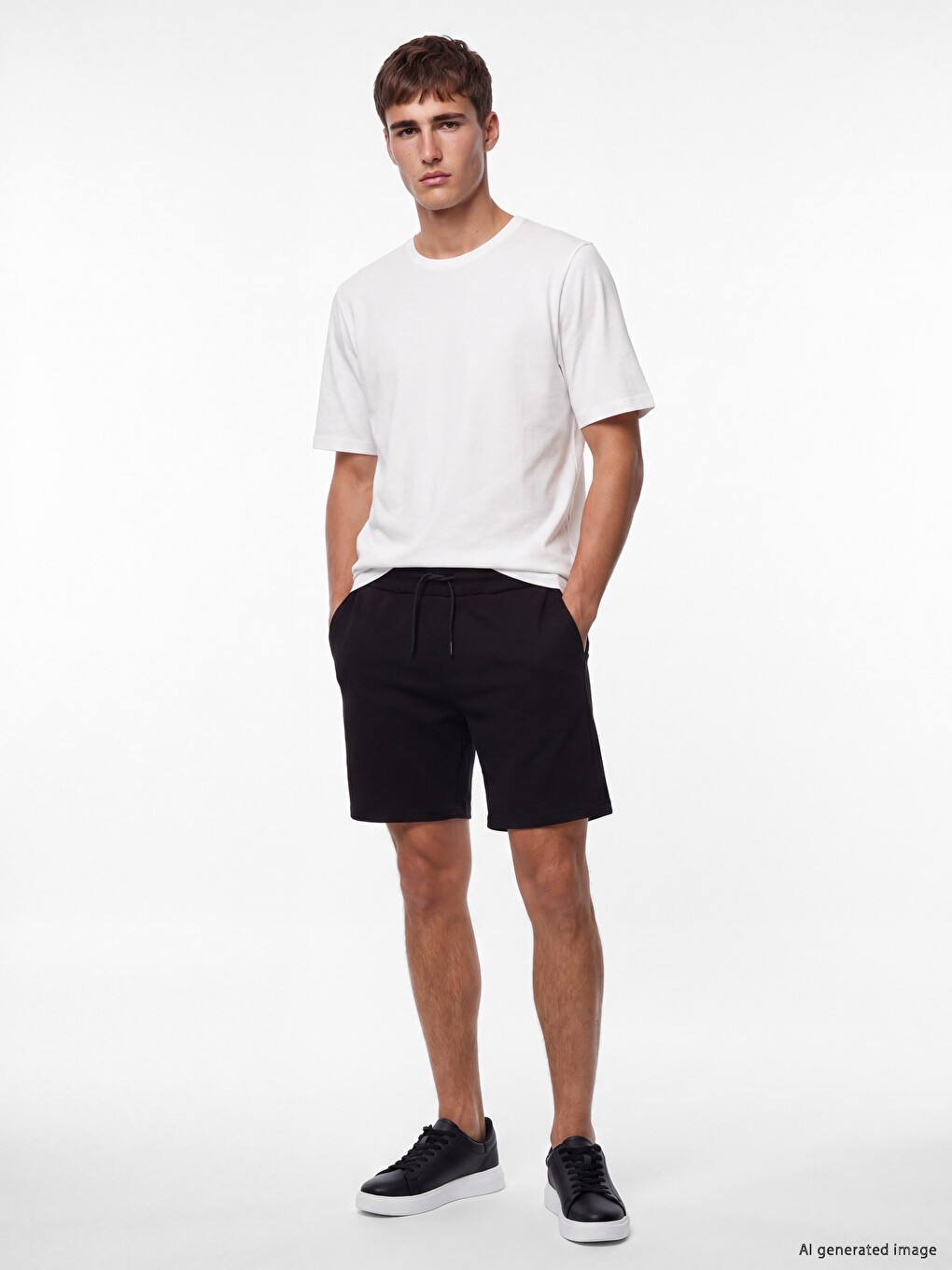 Siyah Regular Fit Soft Touch Erkek Şort-1
