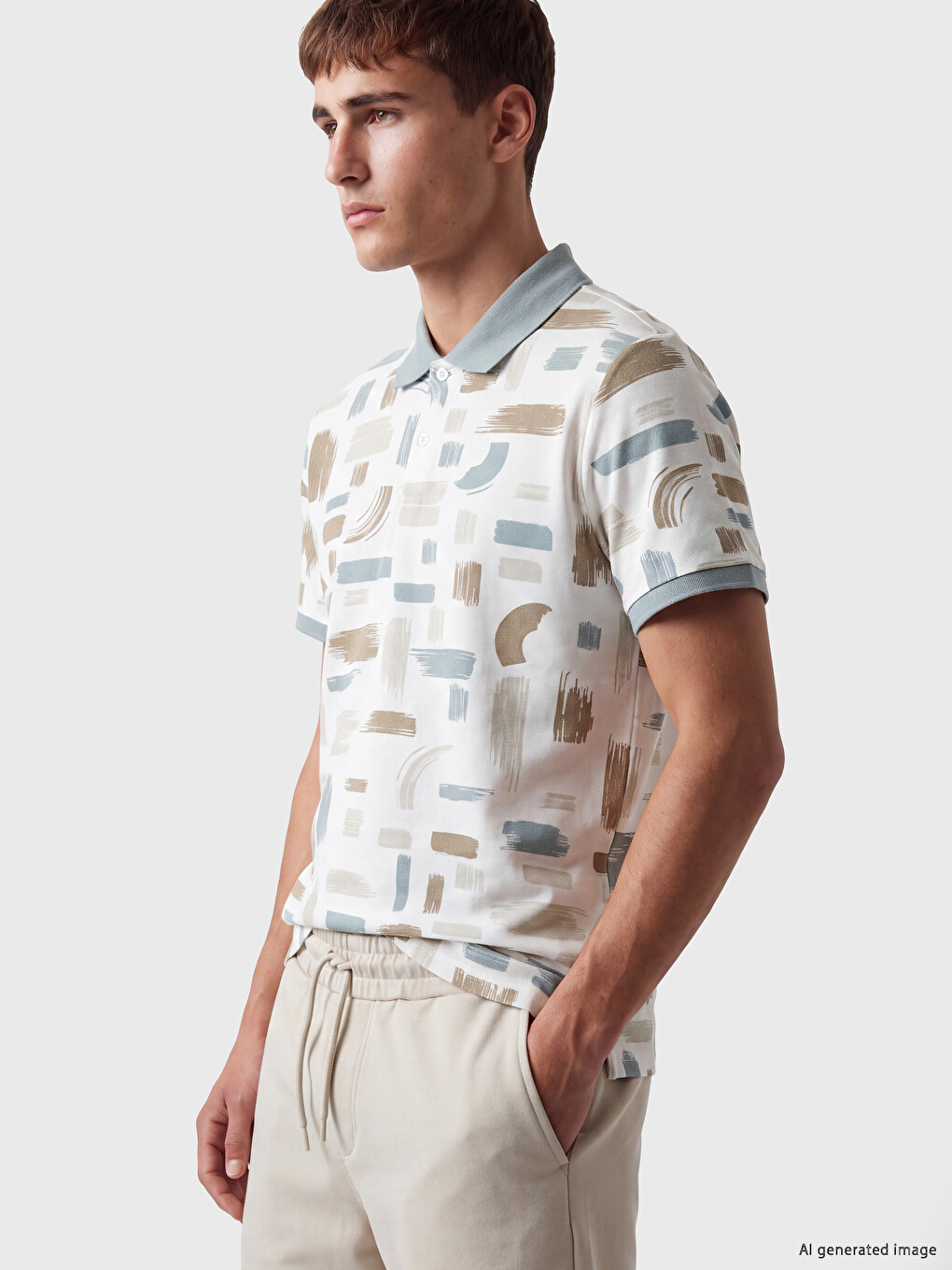 Polo Collar Patterned Pique Men's T-shirt