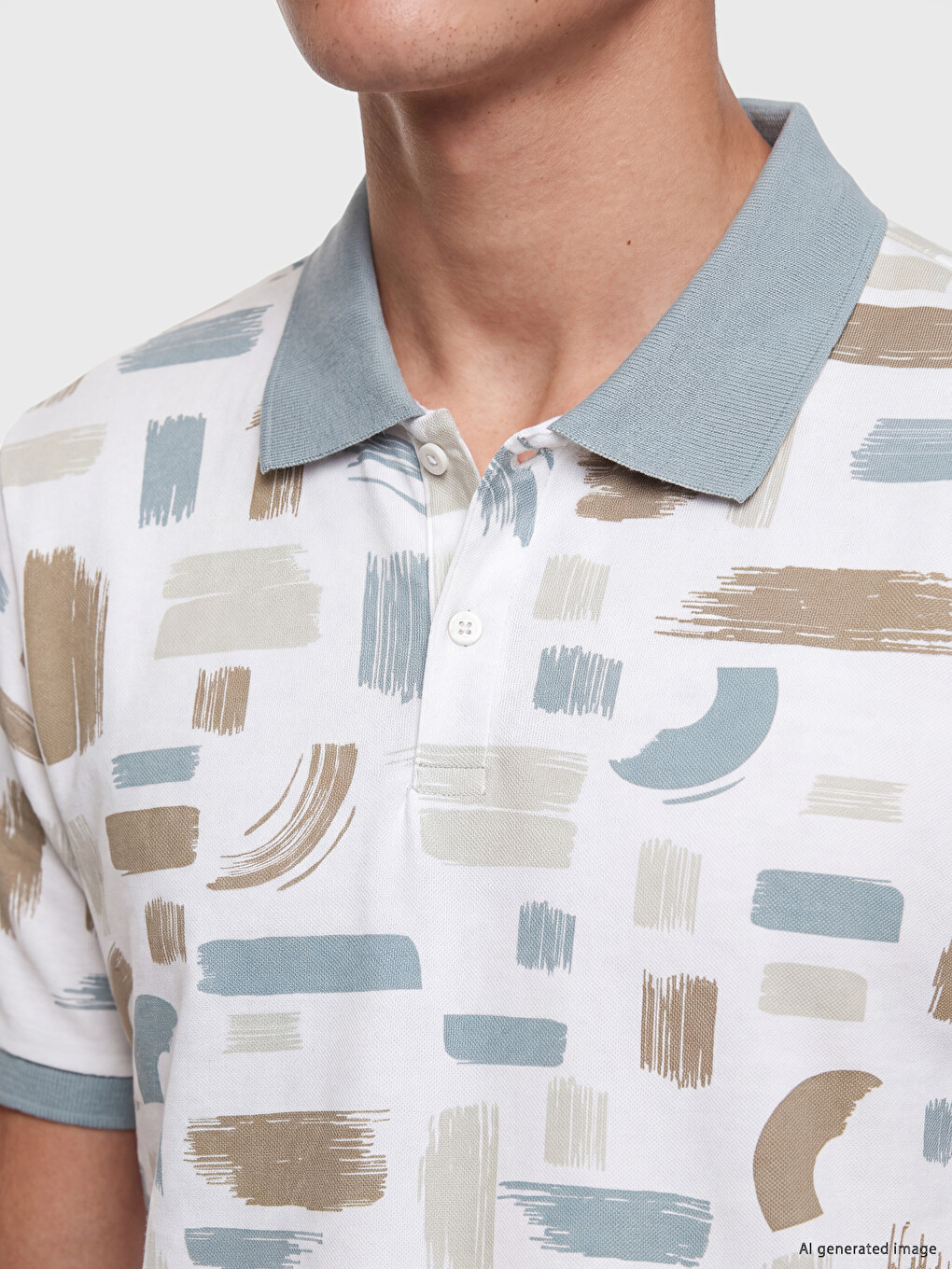 Polo Collar Patterned Pique Men's T-shirt-1