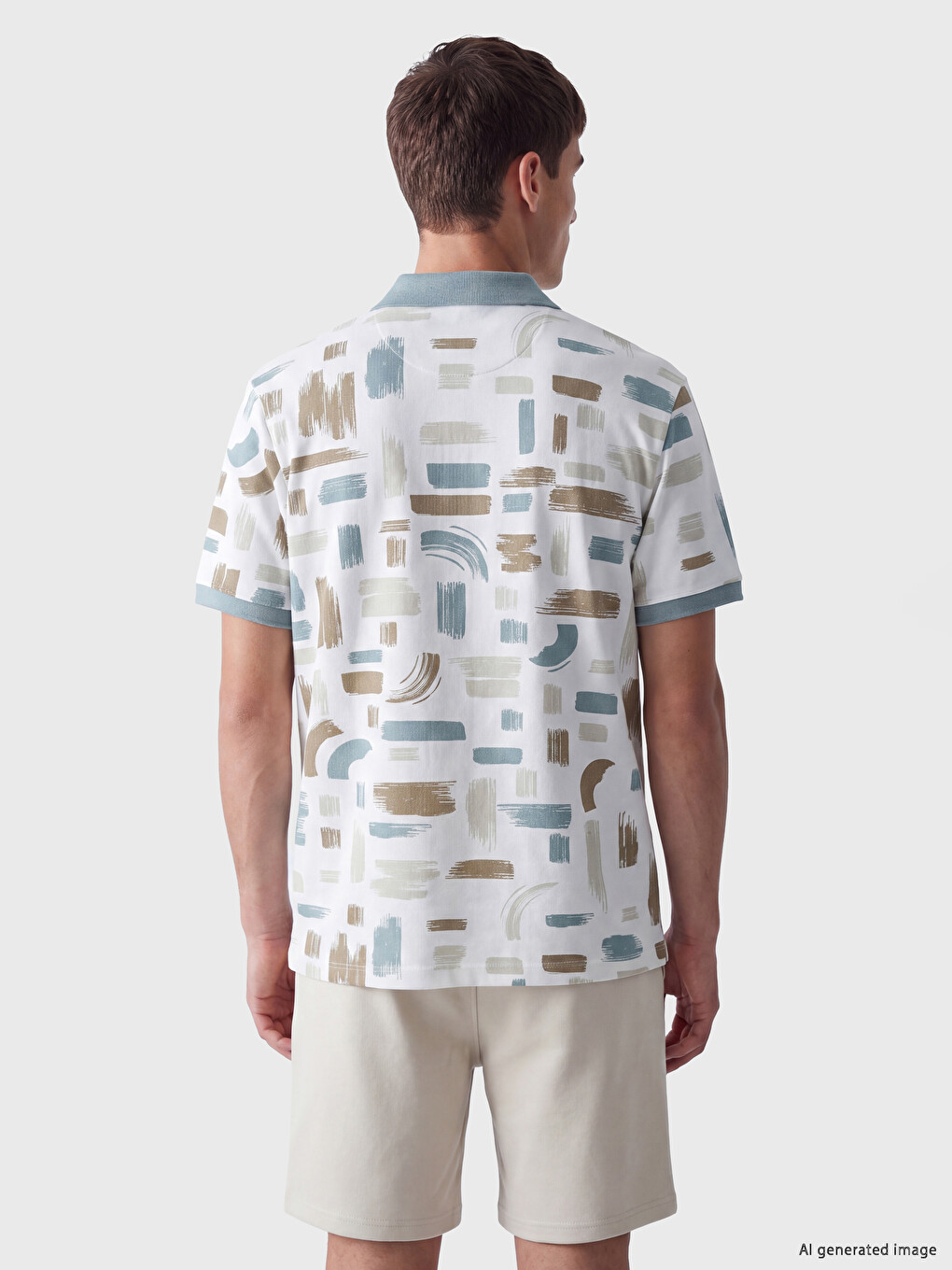 Polo Collar Patterned Pique Men's T-shirt-2
