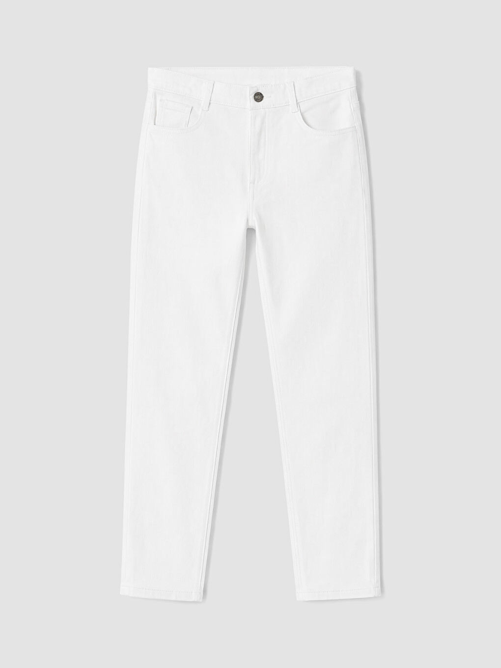 Beyaz Slim Fit Erkek Çocuk Gabardin Pantolon