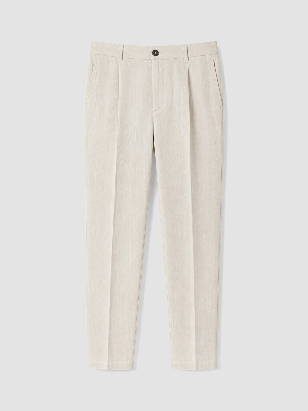 Bej Regular Fit Erkek Pileli Pantolon